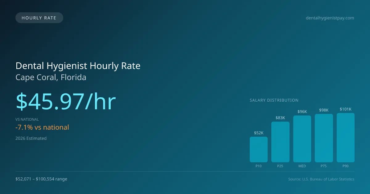Dental Hygienist Hourly Rate in Cape Coral, FL — 2026 est., based on 2025 BLS
