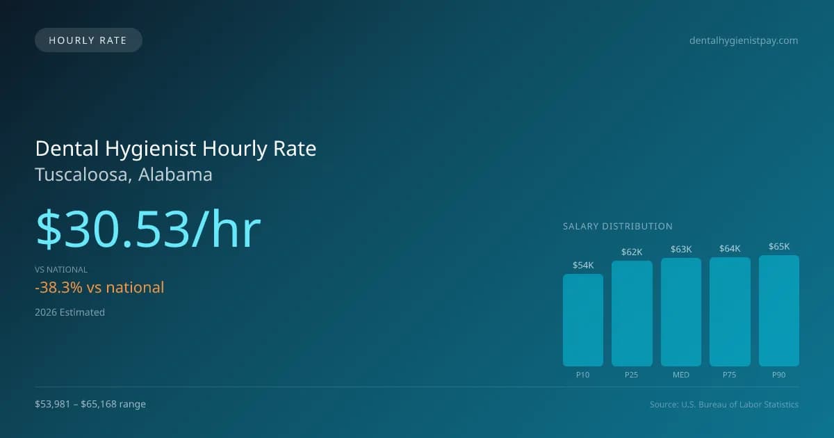 Dental Hygienist Hourly Rate in Tuscaloosa, AL — 2026 est., based on 2025 BLS